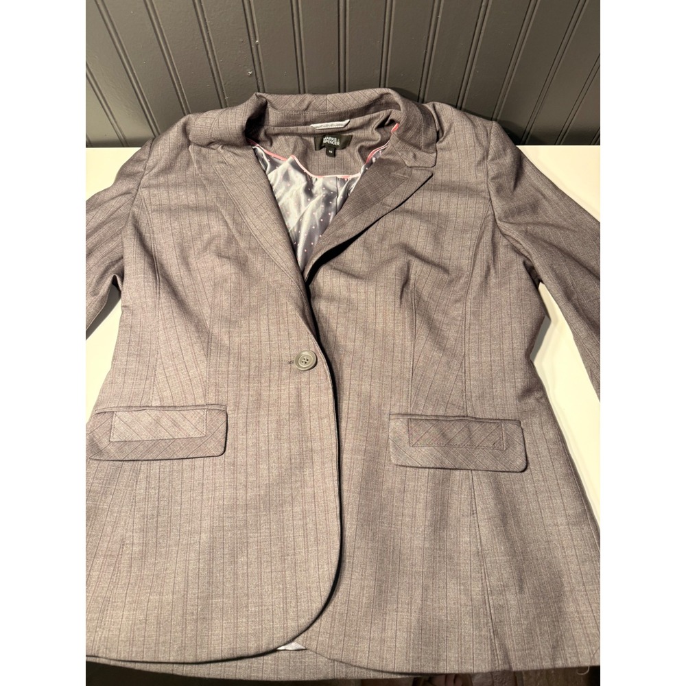 Marks & Spencer Womens 2 Piece Pinstripe Suit Set Grey Mix UK 16 Short T59 09885